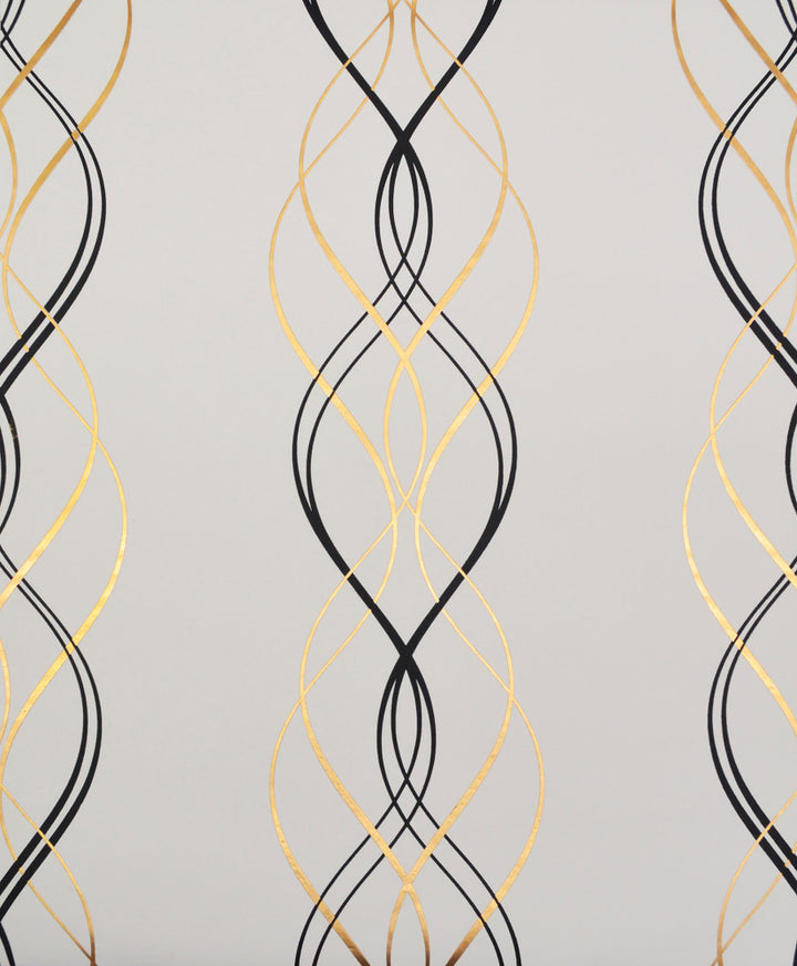 Aurora Black & White Wallpaper by Antonina Vella Antonina Vella Modern Metals Covers about 56.9 square feet 20.8-in by 32.8-ft long roll Unpasted 12.6 - Fabric Carolina -