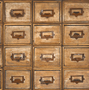 Library Card Catalog Tawny by Seabrook Wallpaper