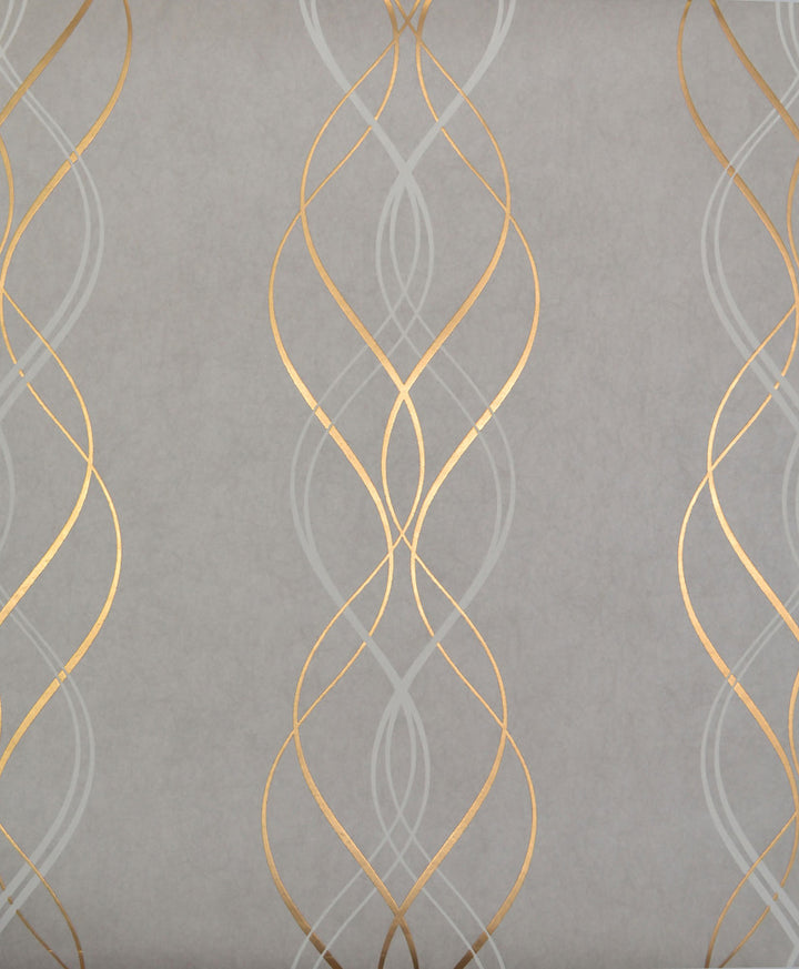 Aurora Grey & Gold Wallpaper by York Wallcoverings Shimmering Finishes Covers about 56.9 square feet 20.8-in by 32.8-ft long roll Unpasted 12.6 - Fabric Carolina -