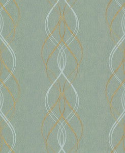 Aurora Blue & Gold Wallpaper by Antonina Vella
