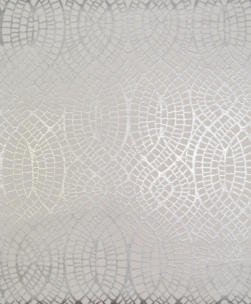 Tortoise White & Silver Wallpaper by Antonina Vella Antonina Vella Modern Metals Covers about 56.9 square feet 20.8-in by 32.8-ft long roll Unpasted 25.2 - Fabric Carolina -