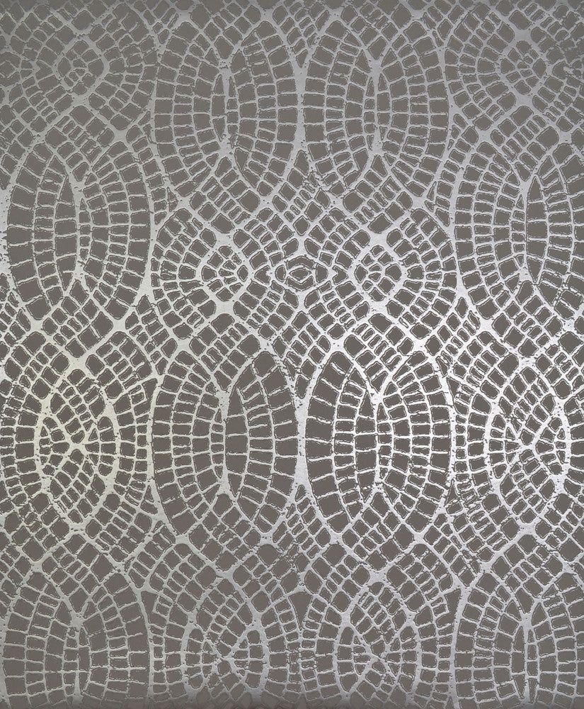 Tortoise Grey & Silver Wallpaper by Antonina Vella Antonina Vella Modern Metals Covers about 56.9 square feet 20.8-in by 32.8-ft long roll Unpasted 25.2 - Fabric Carolina -