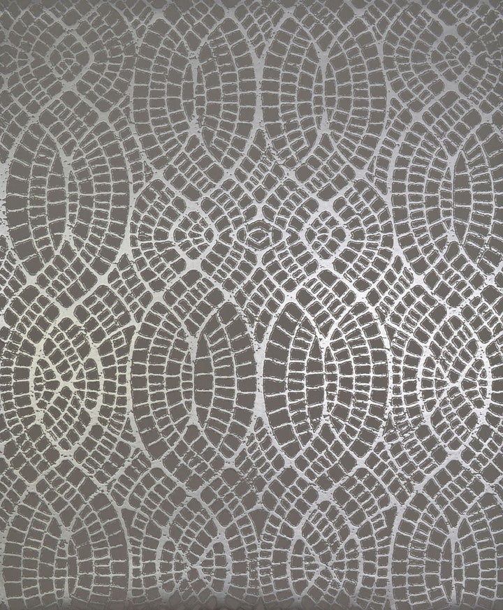 Tortoise Grey & Silver Wallpaper by Antonina Vella Antonina Vella Modern Metals Covers about 56.9 square feet 20.8-in by 32.8-ft long roll Unpasted 25.2 - Fabric Carolina -