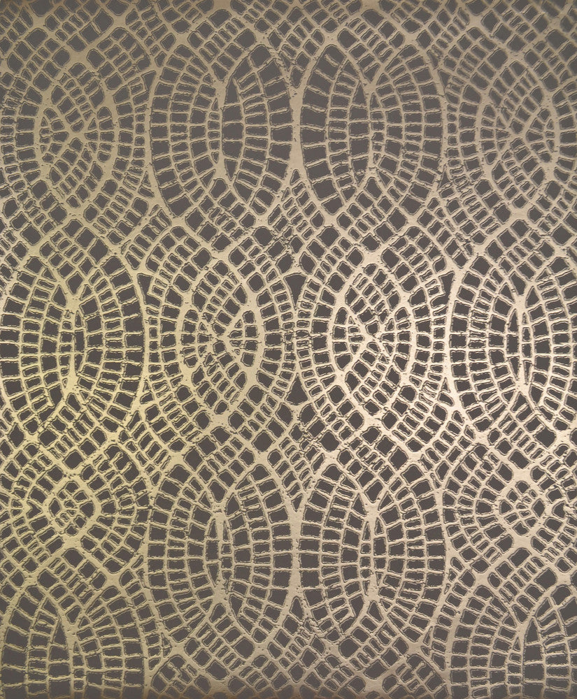 Tortoise Taupe & Gold Wallpaper by Antonina Vella Antonina Vella Modern Metals Covers about 56.9 square feet 20.8-in by 32.8-ft long roll Unpasted 25.2 - Fabric Carolina -
