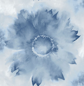 Watercolor Sunflower Navy Blue by Seabrook Wallpaper