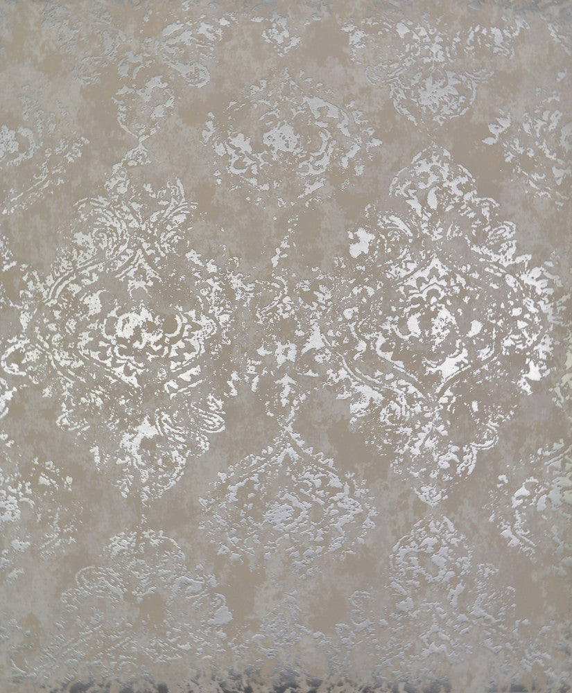 Stargazer White & Silver Wallpaper by Antonina Vella Antonina Vella Modern Metals Covers about 56.9 square feet 20.8-in by 32.8-ft long roll Unpasted 25.2 - Fabric Carolina -
