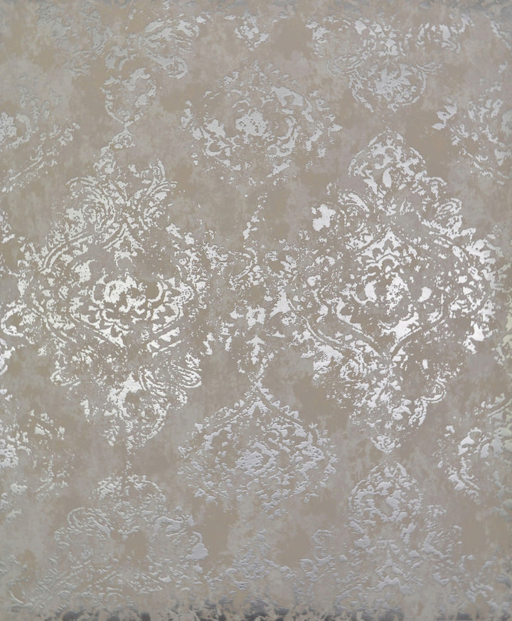 Stargazer White & Silver Wallpaper by Antonina Vella Antonina Vella Modern Metals Covers about 56.9 square feet 20.8-in by 32.8-ft long roll Unpasted 25.2 - Fabric Carolina -