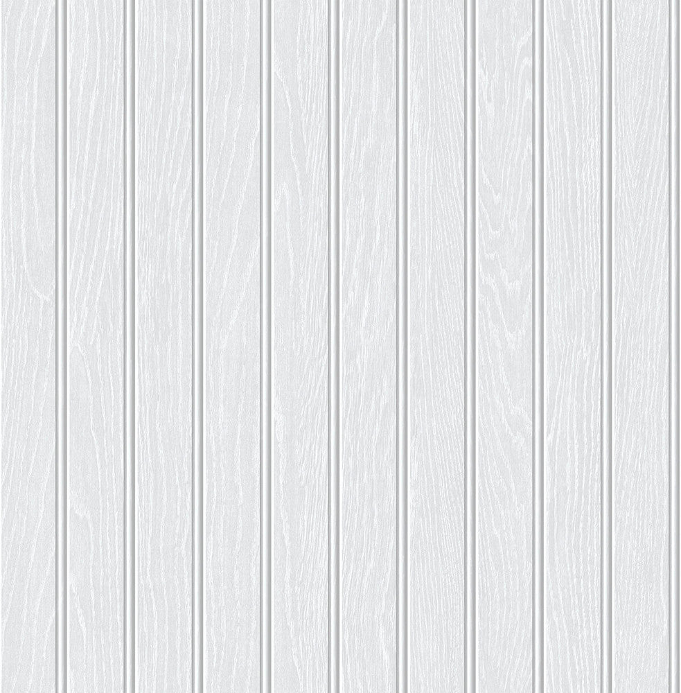 Beadboard Off-White & Pearl Gray by Seabrook Wallpaper NextWall Peel & Stick United States 30.75 0" 20.5" - Fabric Carolina -