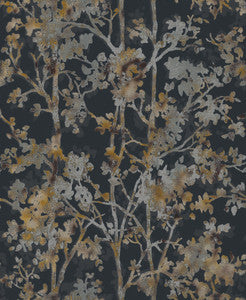 Shimmering Foliage Black Wallpaper by Inspired by Color