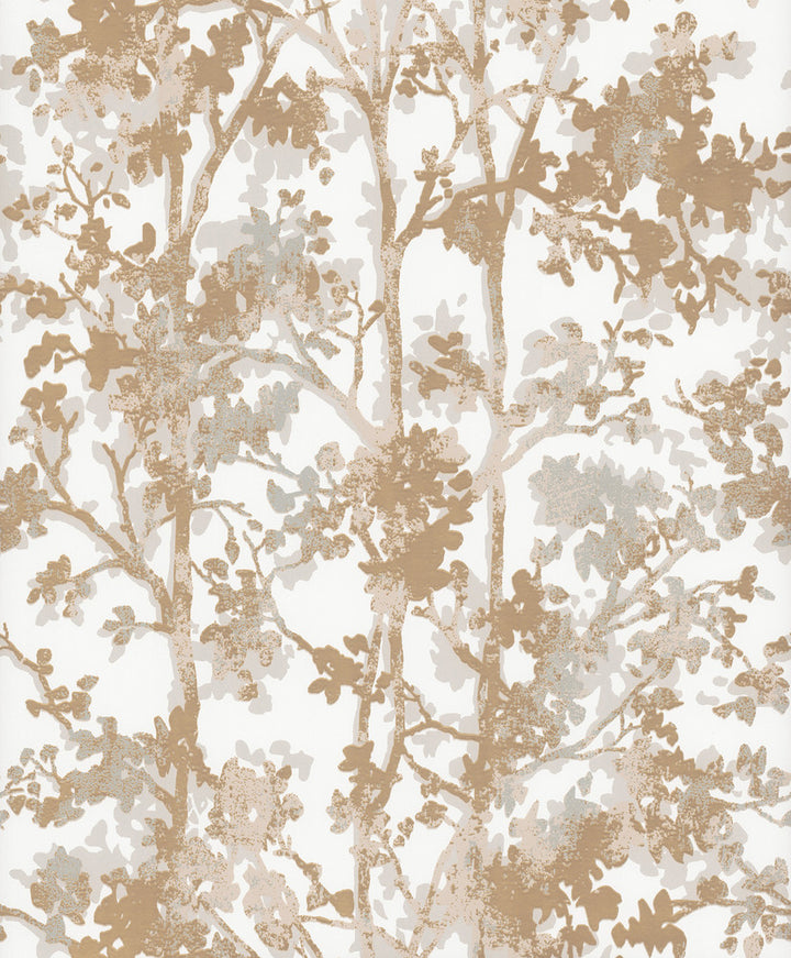 Shimmering Foliage White & Gold Wallpaper by Inspired by Color Shimmering Finishes Covers about 56.9 square feet 20.8-in by 32.8-ft long roll Unpasted 25.2 - Fabric Carolina -