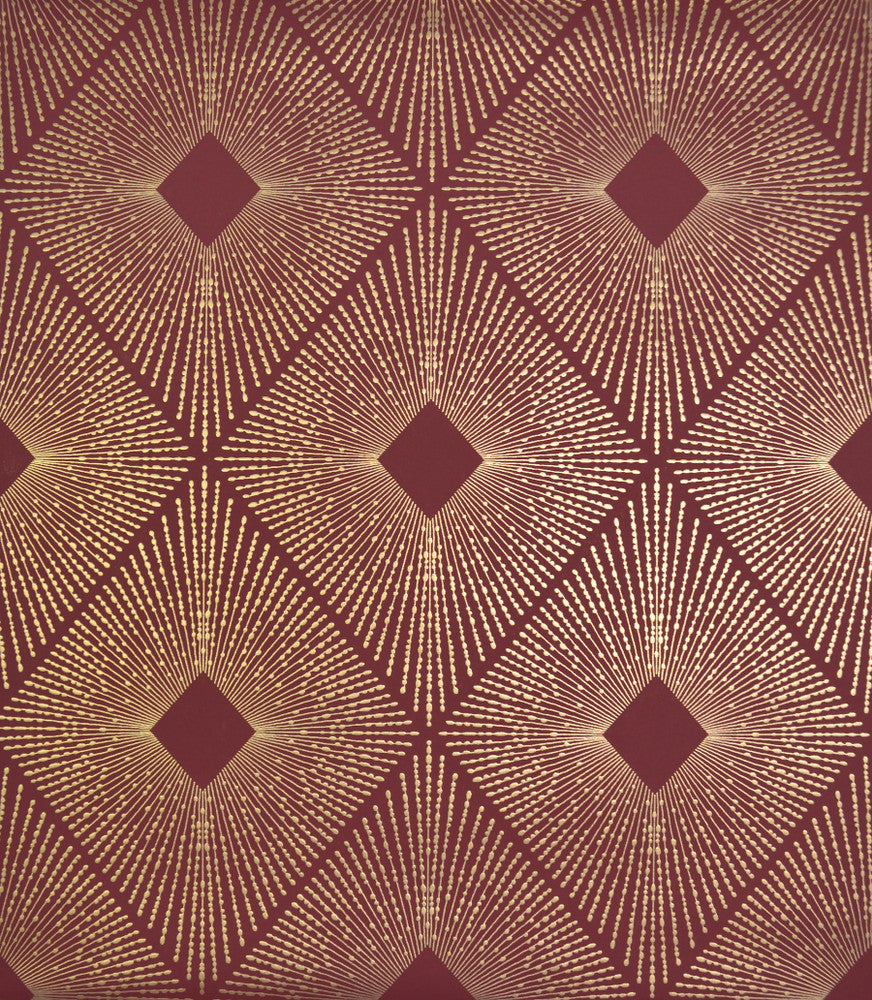 Harlowe Red & Gold Wallpaper by Antonina Vella Antonina Vella Modern Metals Covers about 56.9 square feet 20.8-in by 32.8-ft long roll Unpasted 12.6 - Fabric Carolina -