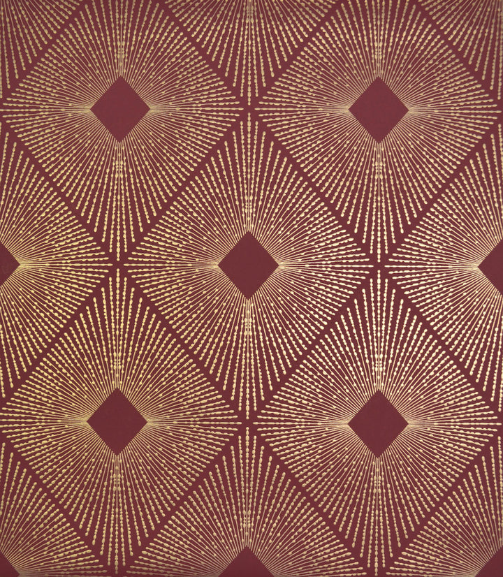 Harlowe Red & Gold Wallpaper by Antonina Vella Antonina Vella Modern Metals Covers about 56.9 square feet 20.8-in by 32.8-ft long roll Unpasted 12.6 - Fabric Carolina -
