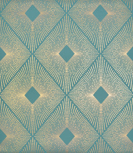 Harlowe Teal & Gold Wallpaper by Antonina Vella