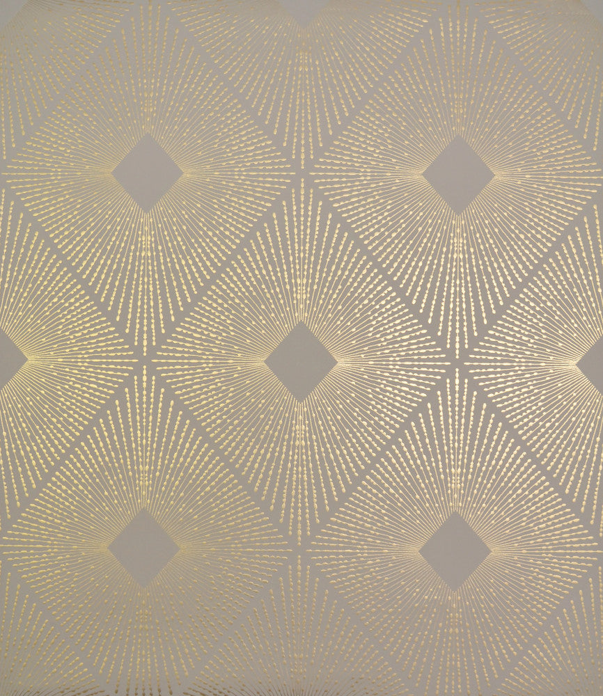 Harlowe Khaki & Gold Wallpaper by Antonina Vella Antonina Vella Modern Metals Covers about 56.9 square feet 20.8-in by 32.8-ft long roll Unpasted 12.6 - Fabric Carolina -