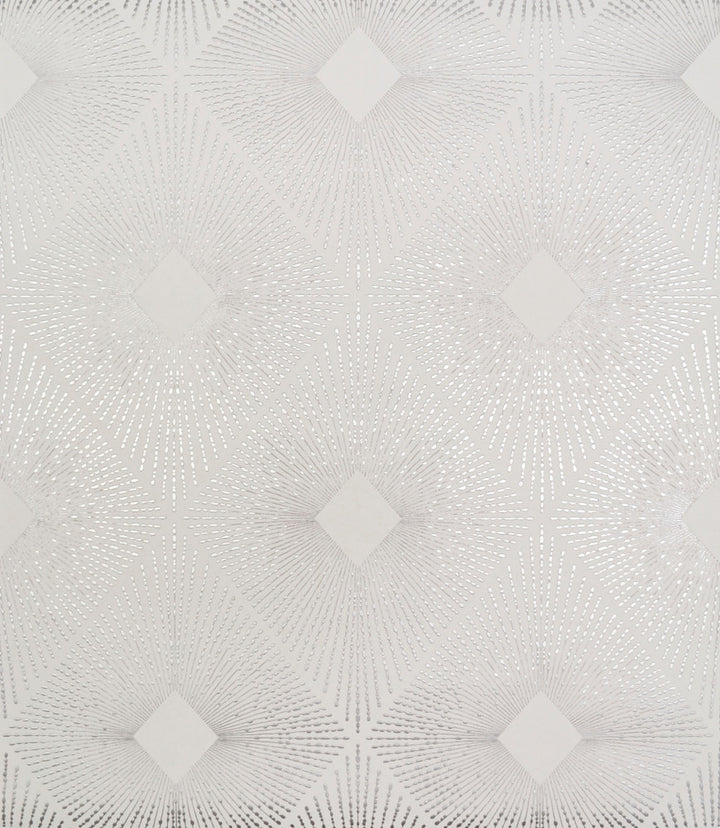 Harlowe White & Silver Wallpaper by York Wallcoverings Shimmering Finishes Covers about 56.9 square feet 20.8-in by 32.8-ft long roll Unpasted 12.6 - Fabric Carolina -