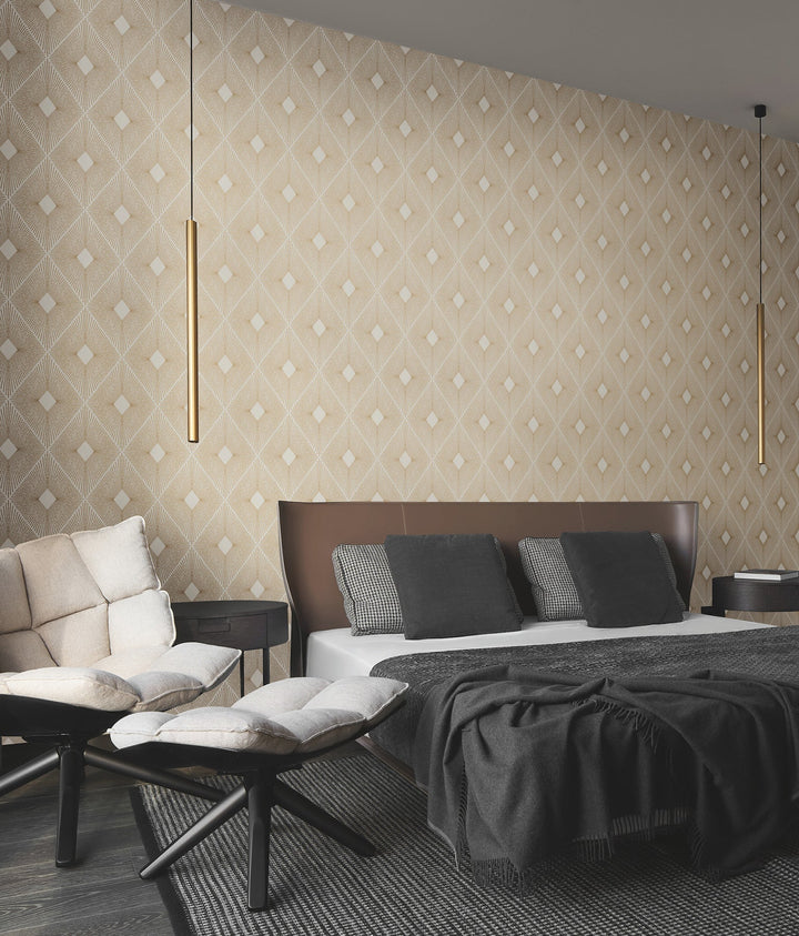 Harlowe White & Gold Wallpaper by Antonina Vella Designer