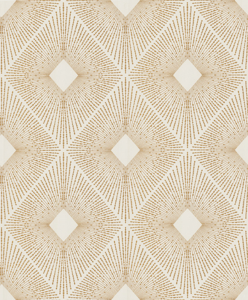 Harlowe White & Gold Wallpaper by Inspired by Color Antonina Vella Modern Metals Second Edition Covers about 56.9 square feet 20.8-in by 32.8-ft long roll Unpasted 12.6 - Fabric Carolina -