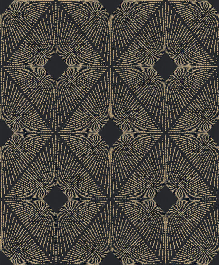 Harlowe Black & Gold Wallpaper by Inspired by Color Antonina Vella Modern Metals Second Edition Covers about 56.9 square feet 20.8-in by 32.8-ft long roll Unpasted 12.6 - Fabric Carolina -