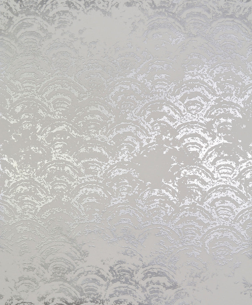 Eclipse White & Silver Wallpaper by Antonina Vella Antonina Vella Modern Metals Covers about 56.9 square feet 20.8-in by 32.8-ft long roll Unpasted 25.2 - Fabric Carolina -