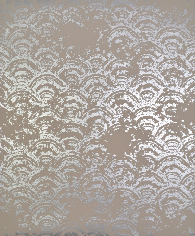 Eclipse Khaki & Silver Wallpaper by Antonina Vella Antonina Vella Modern Metals Covers about 56.9 square feet 20.8-in by 32.8-ft long roll Unpasted 25.2 - Fabric Carolina -