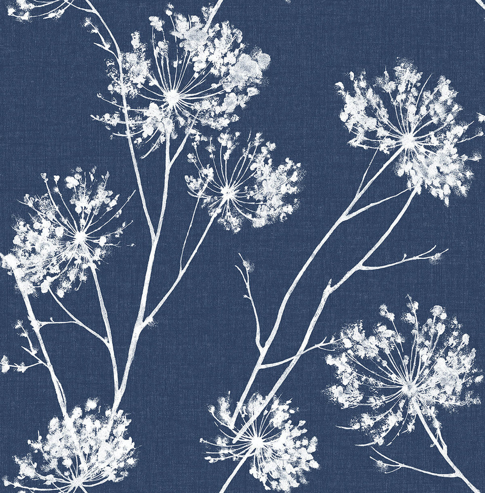 One O'Clocks Denim Blue by Seabrook Wallpaper NextWall Peel & Stick United States 30.75 20.87" 20.5" - Fabric Carolina -