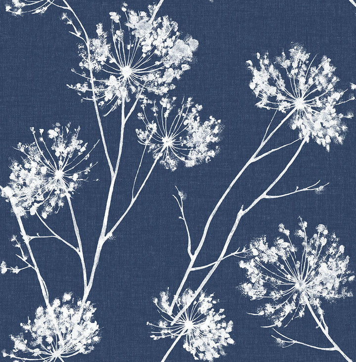 One O'Clocks Denim Blue by Seabrook Wallpaper NextWall Peel & Stick United States 30.75 20.87" 20.5" - Fabric Carolina -