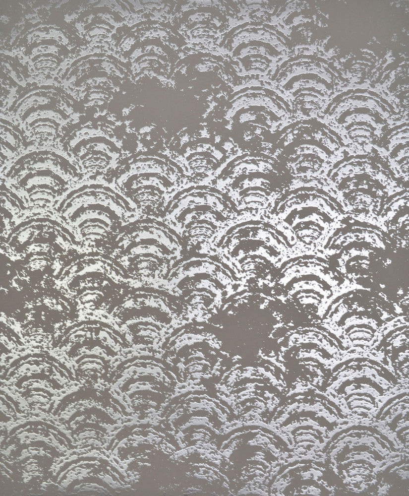 Eclipse Grey & Silver Wallpaper by Antonina Vella Antonina Vella Modern Metals Covers about 56.9 square feet 20.8-in by 32.8-ft long roll Unpasted 25.2 - Fabric Carolina -