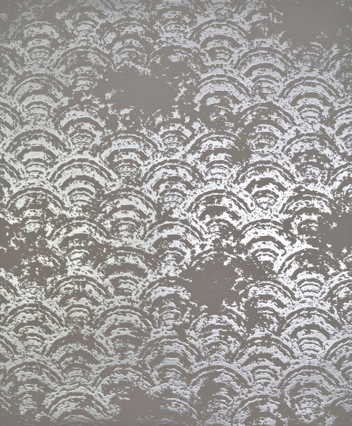 Eclipse Grey & Silver Wallpaper by Antonina Vella Antonina Vella Modern Metals Covers about 56.9 square feet 20.8-in by 32.8-ft long roll Unpasted 25.2 - Fabric Carolina -