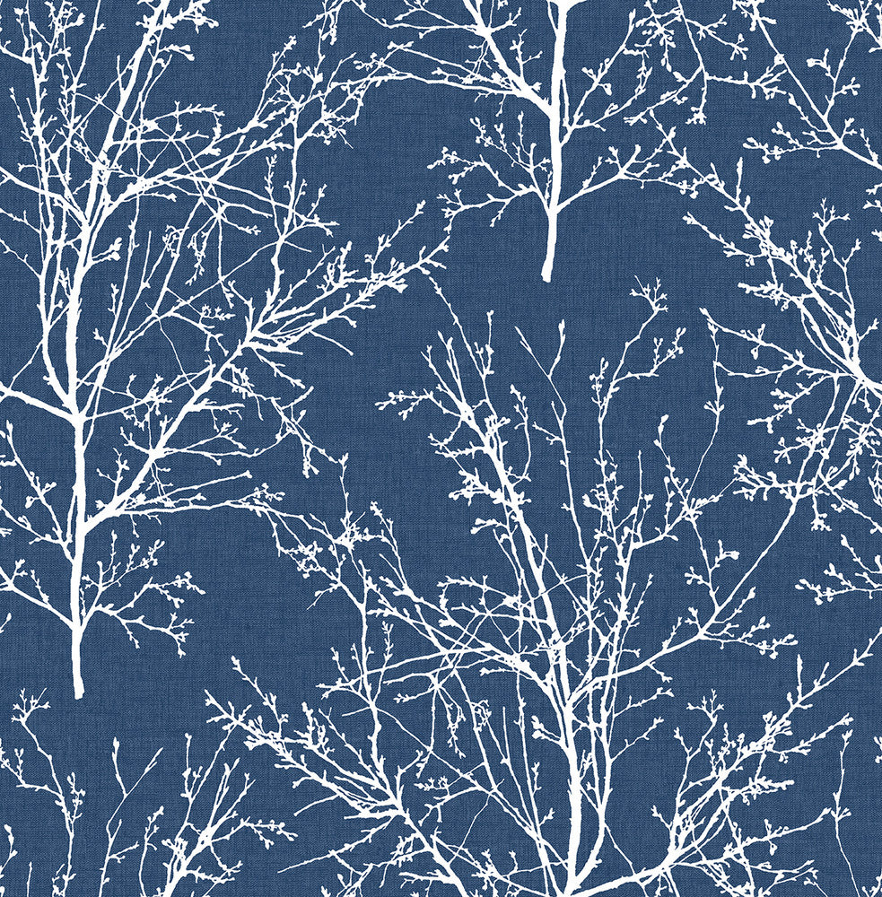 Tree Branches Coastal Blue by Seabrook Wallpaper NextWall Peel & Stick United States 30.75 20.87" 20.5" - Fabric Carolina -