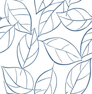 Tossed Leaves Navy Blue by Seabrook Wallpaper