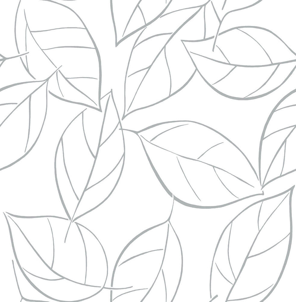 Tossed Leaves Daydream Gray by Seabrook Wallpaper NextWall Peel & Stick United States 30.75 20.87" 20.5" - Fabric Carolina -