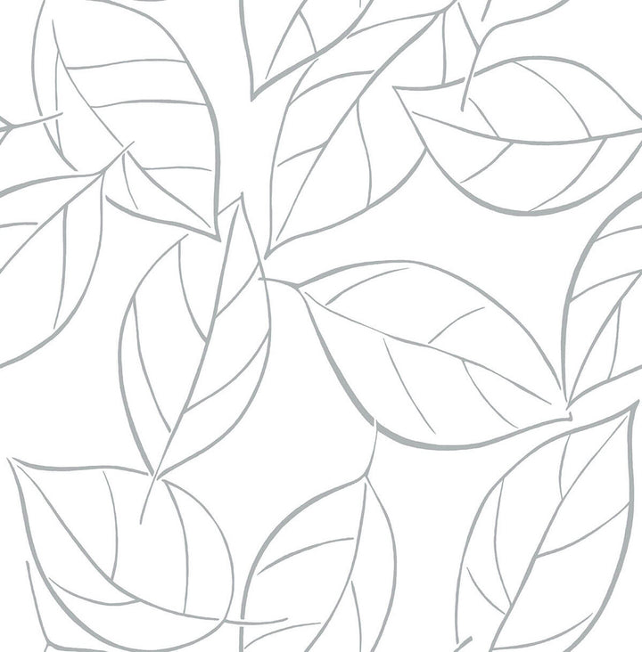 Tossed Leaves Daydream Gray by Seabrook Wallpaper NextWall Peel & Stick United States 30.75 20.87" 20.5" - Fabric Carolina -