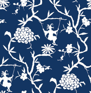 Chinoiserie Silhouette Navy Blue by Seabrook Wallpaper