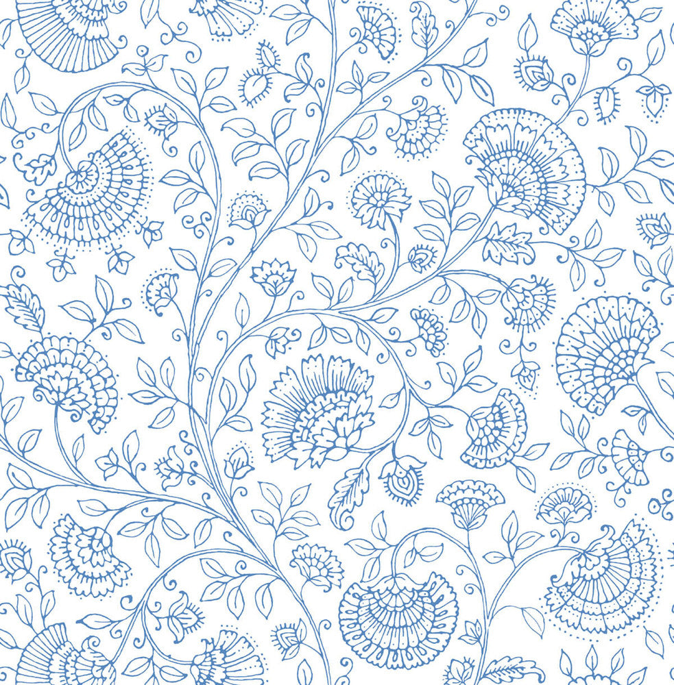 Paisley Trail Blue Bell by Seabrook Wallpaper NextWall Peel & Stick United States 30.75 20.87" 20.5" - Fabric Carolina -