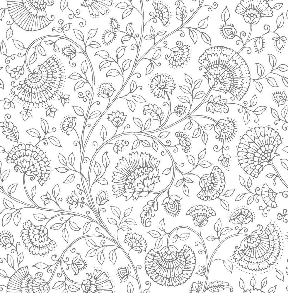Paisley Trail Slate Gray by Seabrook Wallpaper NextWall Peel & Stick United States 30.75 20.87" 20.5" - Fabric Carolina -