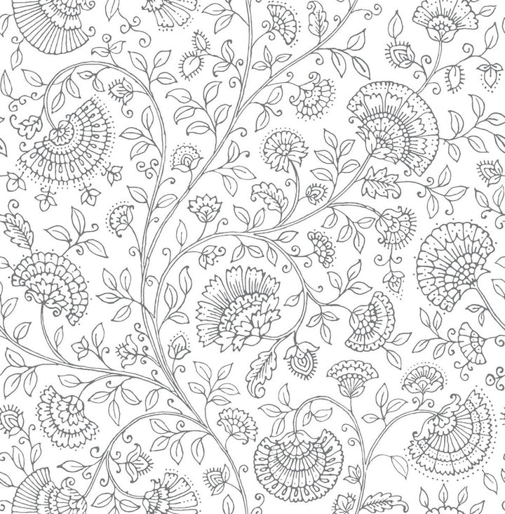 Paisley Trail Slate Gray by Seabrook Wallpaper NextWall Peel & Stick United States 30.75 20.87" 20.5" - Fabric Carolina -
