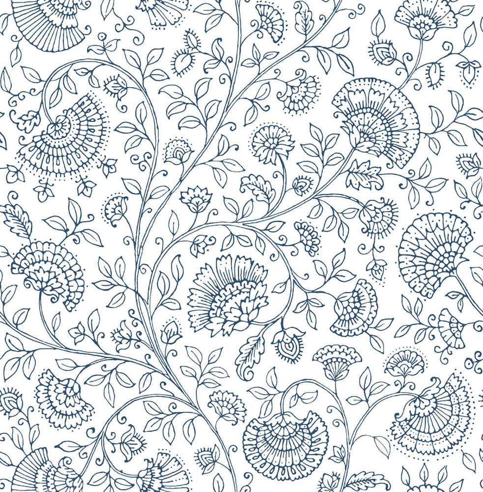Paisley Trail Midnight Blue by Seabrook Wallpaper NextWall Peel & Stick United States 30.75 20.87" 20.5" - Fabric Carolina -