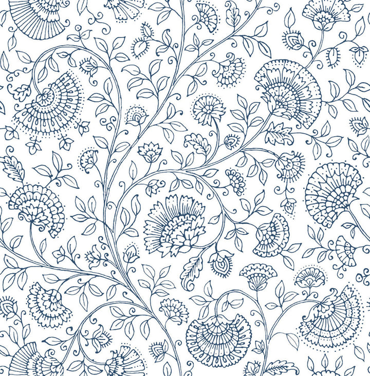 Paisley Trail Midnight Blue by Seabrook Wallpaper NextWall Peel & Stick United States 30.75 20.87" 20.5" - Fabric Carolina -
