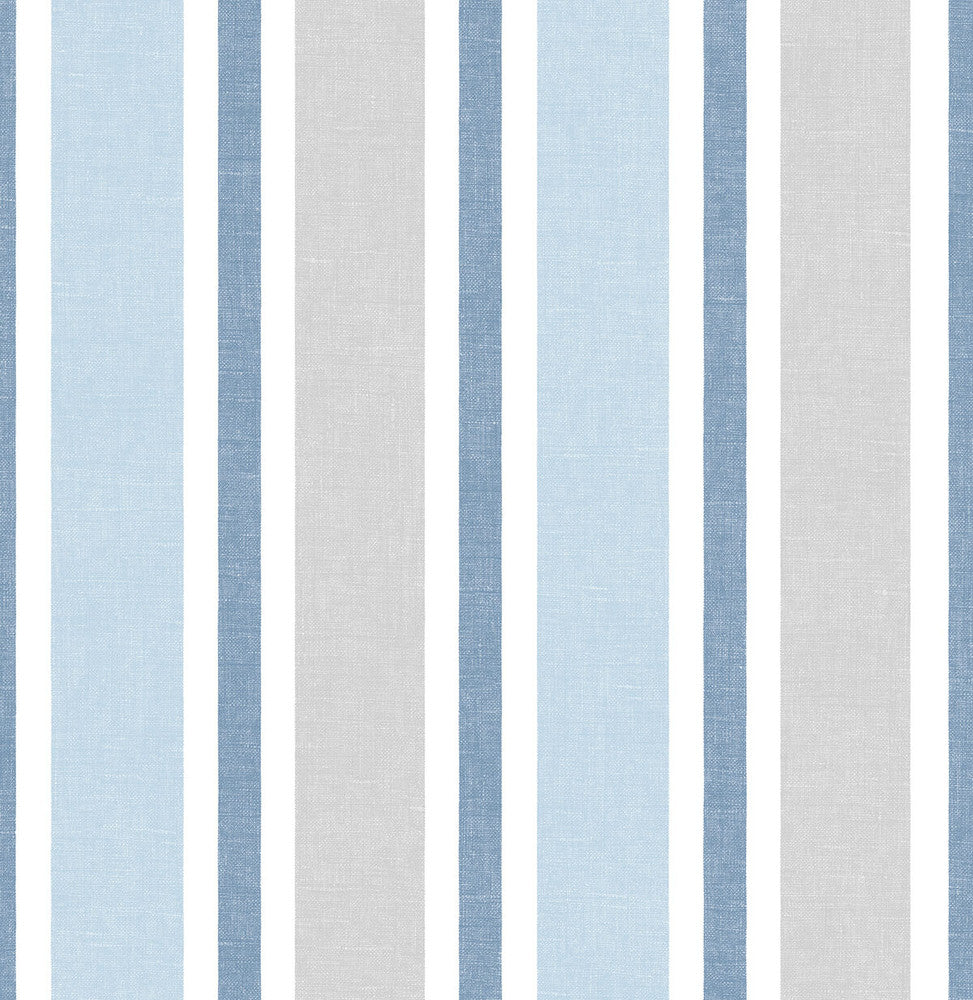 Linen Cut Stripe Bluebird & Carrara by Seabrook Wallpaper NextWall Peel & Stick United States 30.75 0" 20.5" - Fabric Carolina -