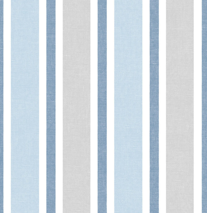 Linen Cut Stripe Bluebird & Carrara by Seabrook Wallpaper NextWall Peel & Stick United States 30.75 0" 20.5" - Fabric Carolina -