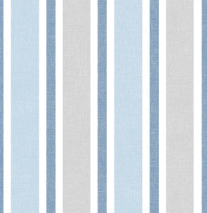 Linen Cut Stripe Bluebird & Carrara by Seabrook Wallpaper
