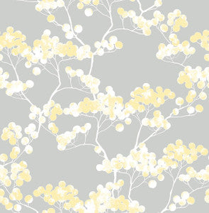 Cyprus Blossom Buttercup & Gray by Seabrook Wallpaper