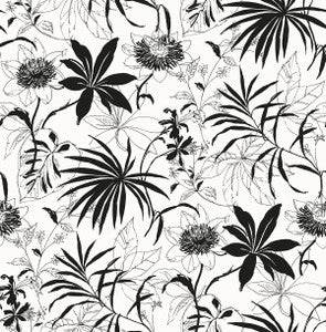 Tropical Garden Black & White by Seabrook Wallpaper