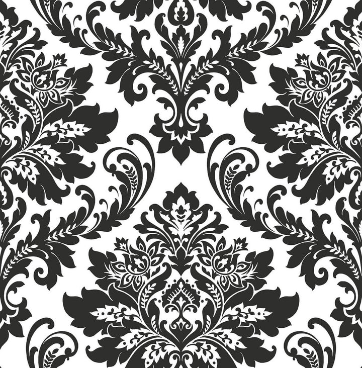 Damask Black & White by Seabrook Wallpaper NextWall Peel & Stick United States 30.75 20.87" 20.5" - Fabric Carolina -