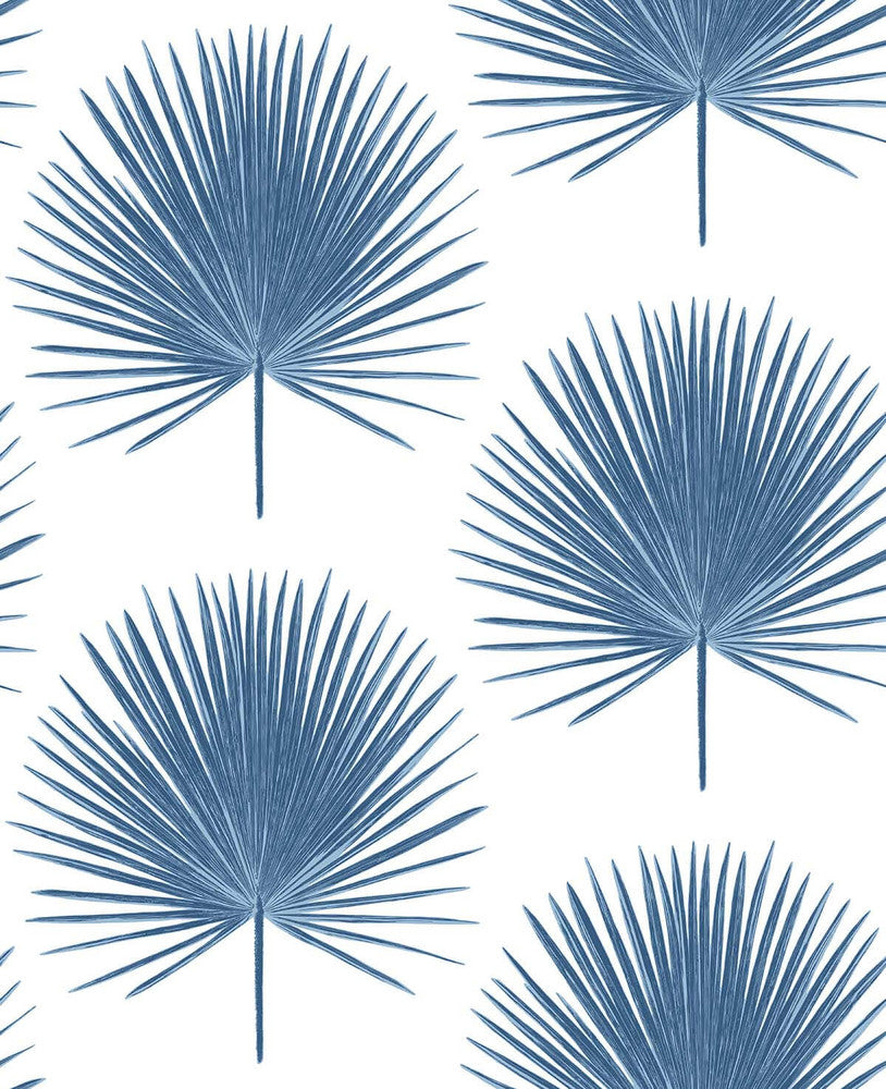 Palmetto Palm Coastal Blue by Seabrook Wallpaper NextWall Peel & Stick United States 30.75 12.6" 20.5" - Fabric Carolina -