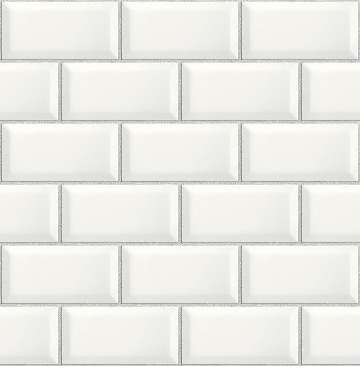 Large Subway Tile Alabaster & Grey by Seabrook Wallpaper NextWall Peel & Stick United States 30.75 6.95" 20.5" - Fabric Carolina -