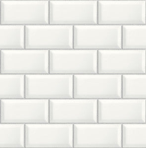 Large Subway Tile Alabaster & Grey by Seabrook Wallpaper