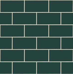 Retro Subway Tile Evergeen by Seabrook Wallpaper