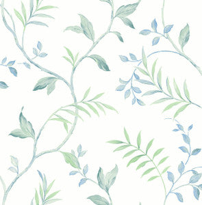 Watercolor Leaf Trail Sea Glass by Seabrook Wallpaper
