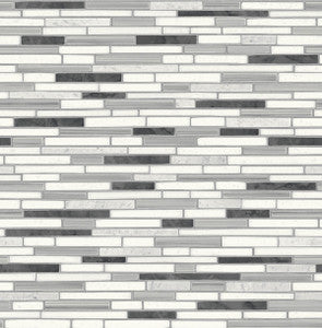 Faux Mosaic Strip Tile Wrought Iron & Gray by Seabrook Wallpaper